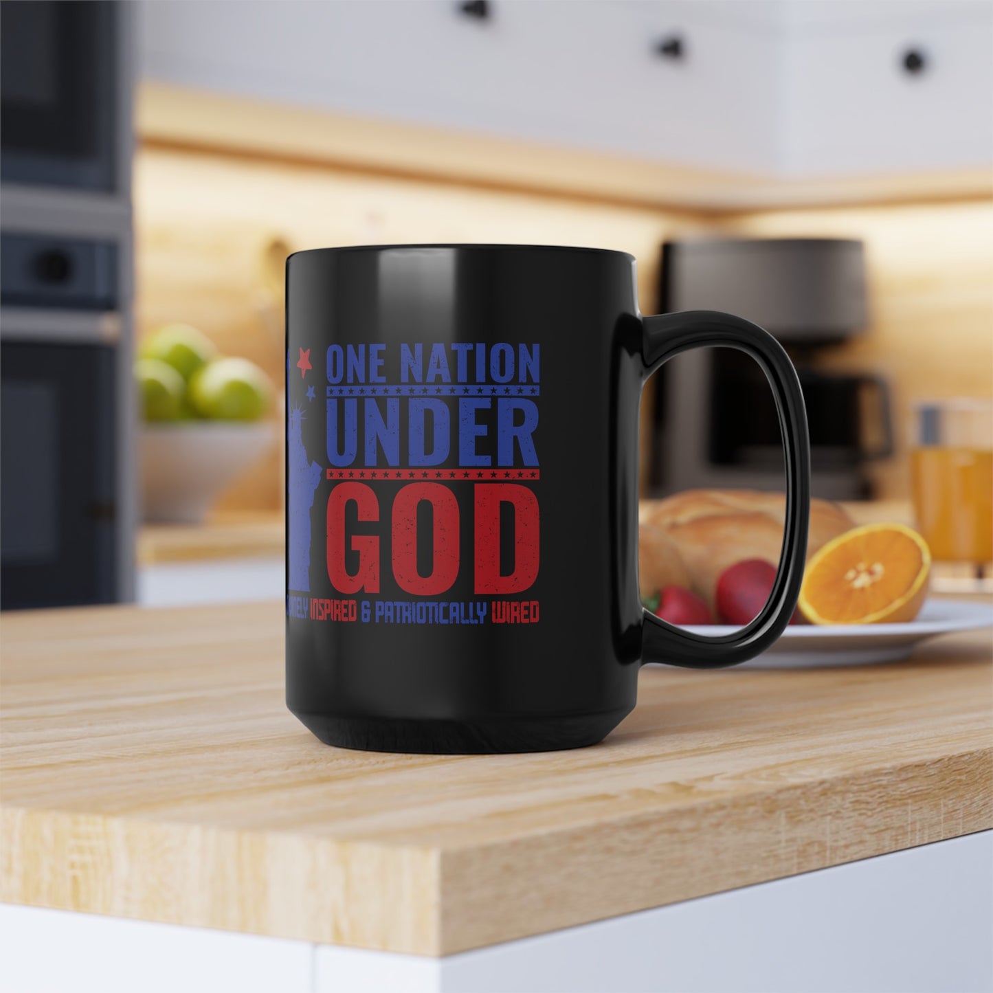 One Nation Under God : Black Mug, 15oz