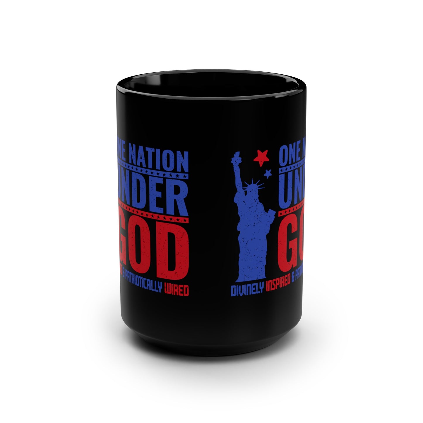 One Nation Under God : Black Mug, 15oz