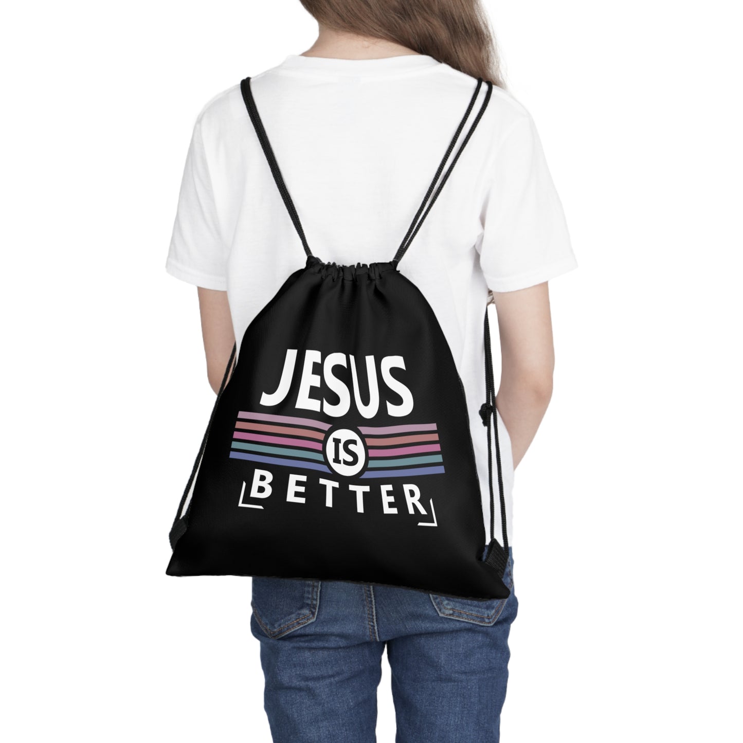 Jesus is Better : Outdoor Drawstring Bag (BLACK)