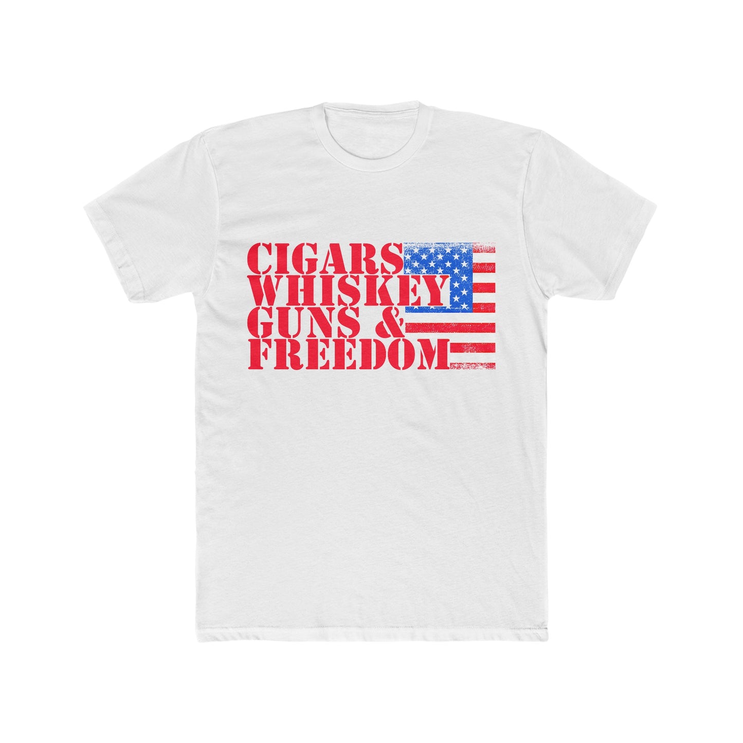 Cigars Whiskey Guns & Freedom : Men's Cotton Crew Tee