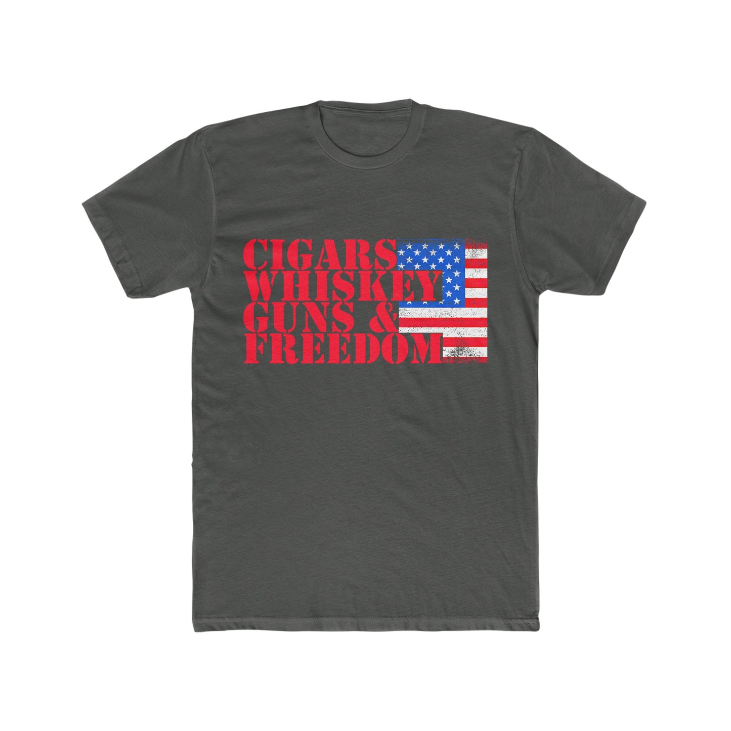 Cigars Whiskey Guns & Freedom : Men's Cotton Crew Tee