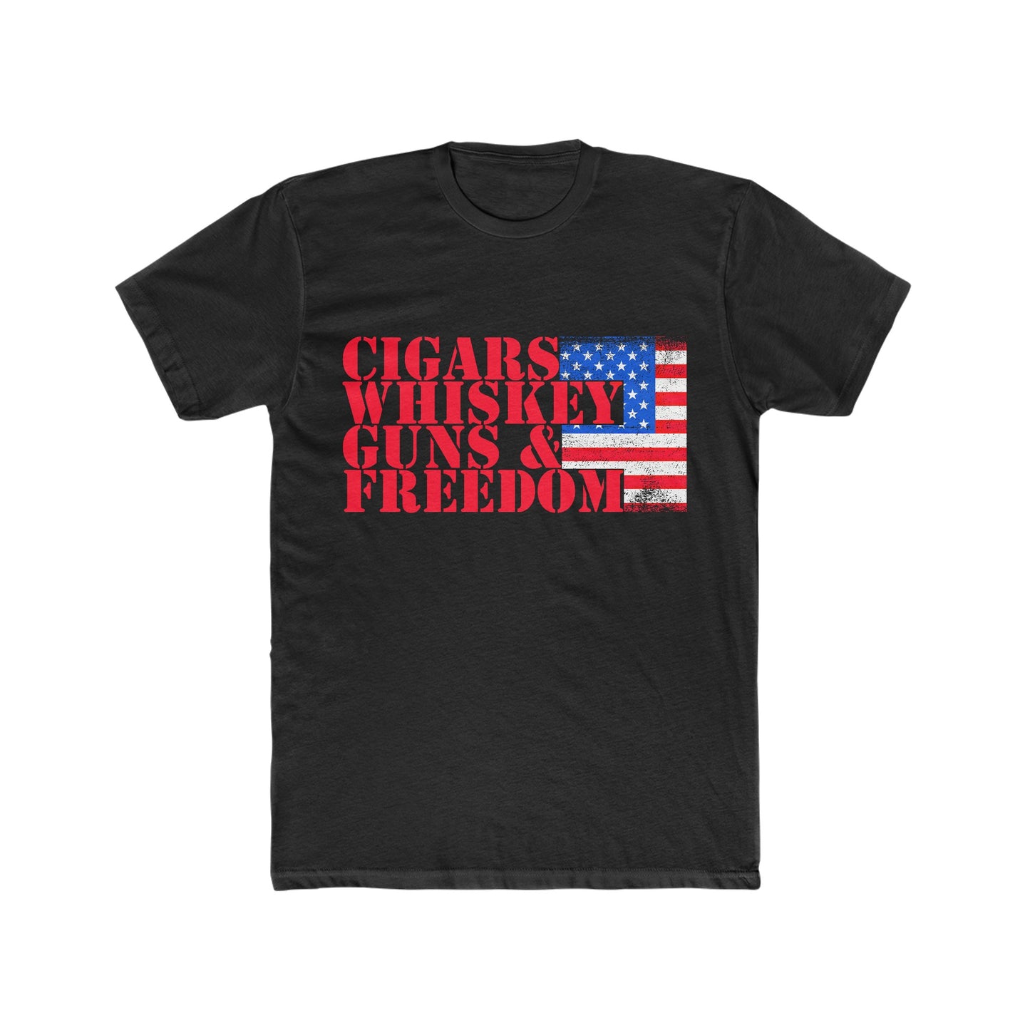 Cigars Whiskey Guns & Freedom : Men's Cotton Crew Tee