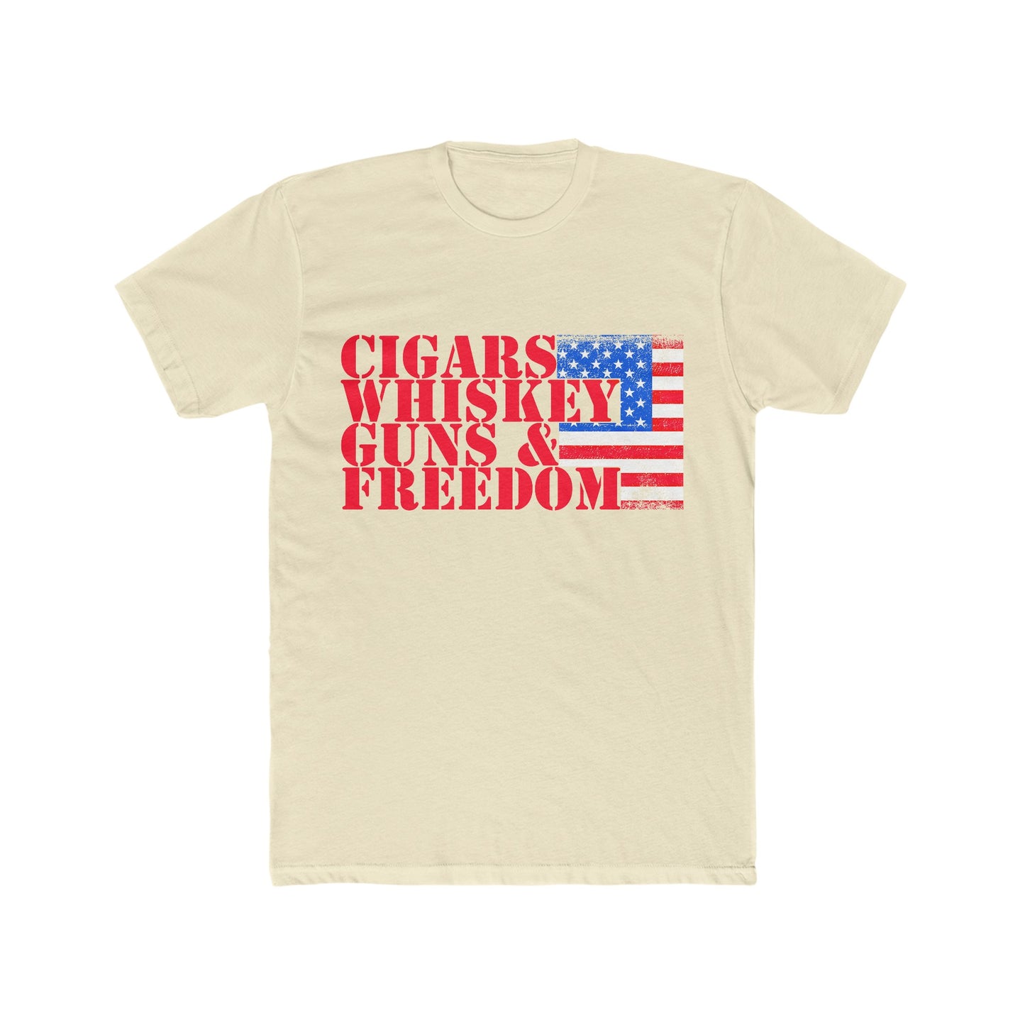 Cigars Whiskey Guns & Freedom : Men's Cotton Crew Tee