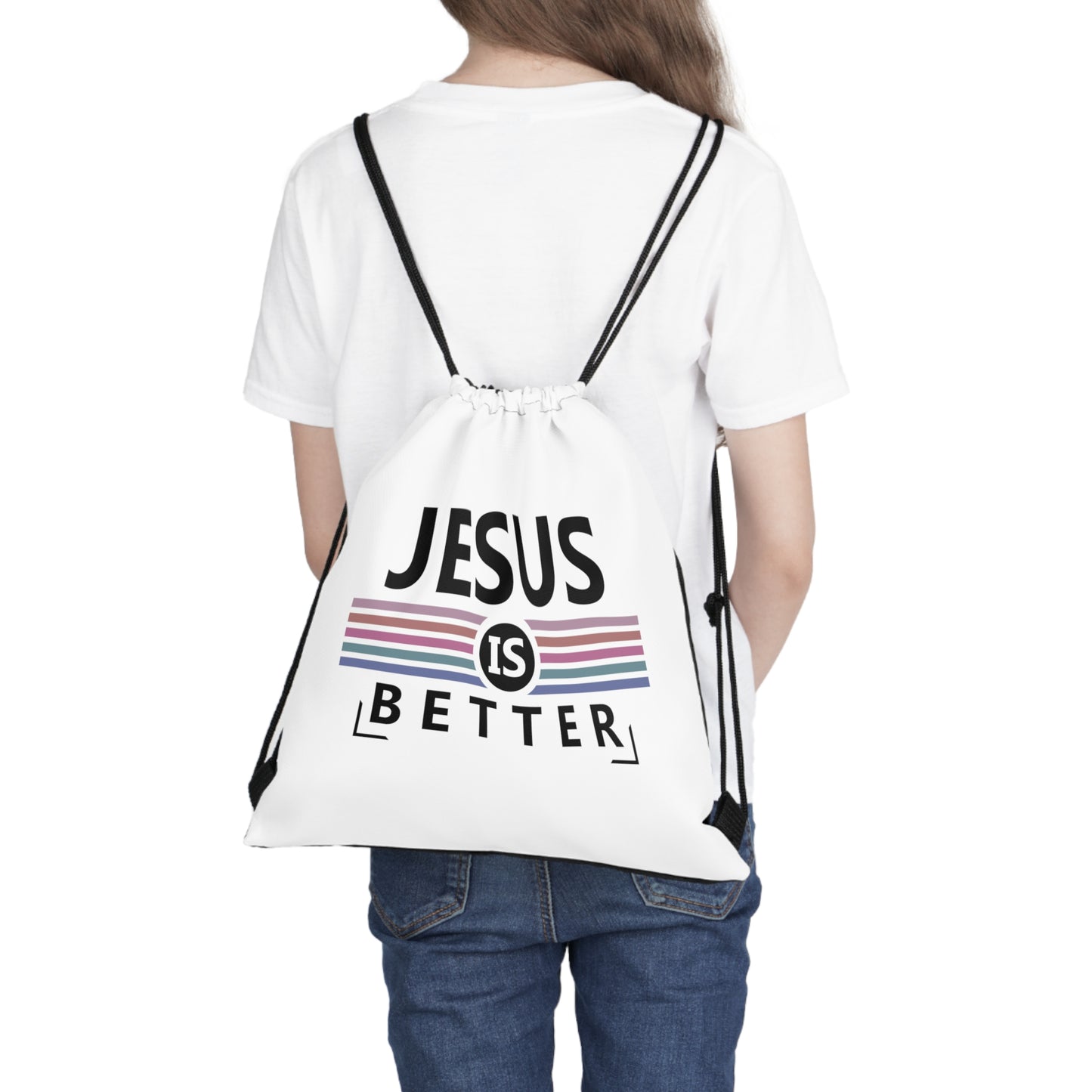 Jesus is Better : Outdoor Drawstring Bag (WHITE)