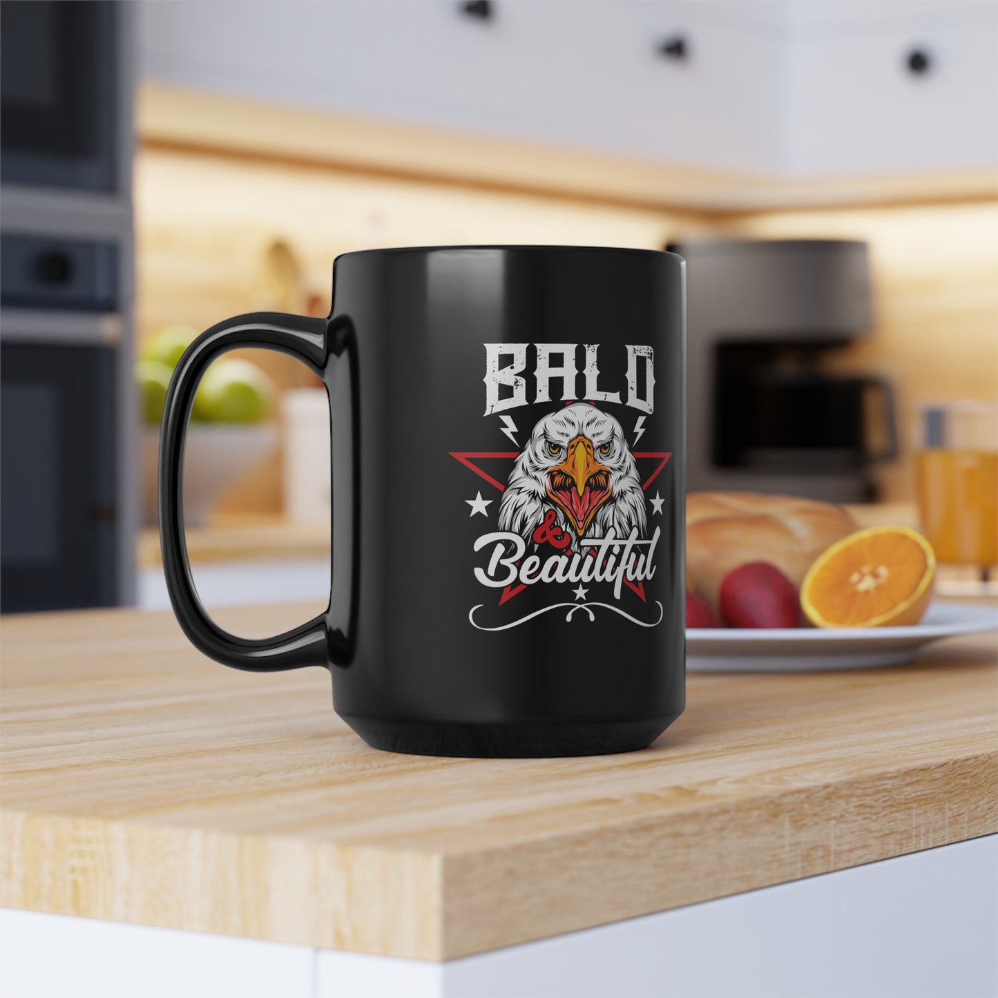 Bald N' Beautiful : Black Mug, 15oz