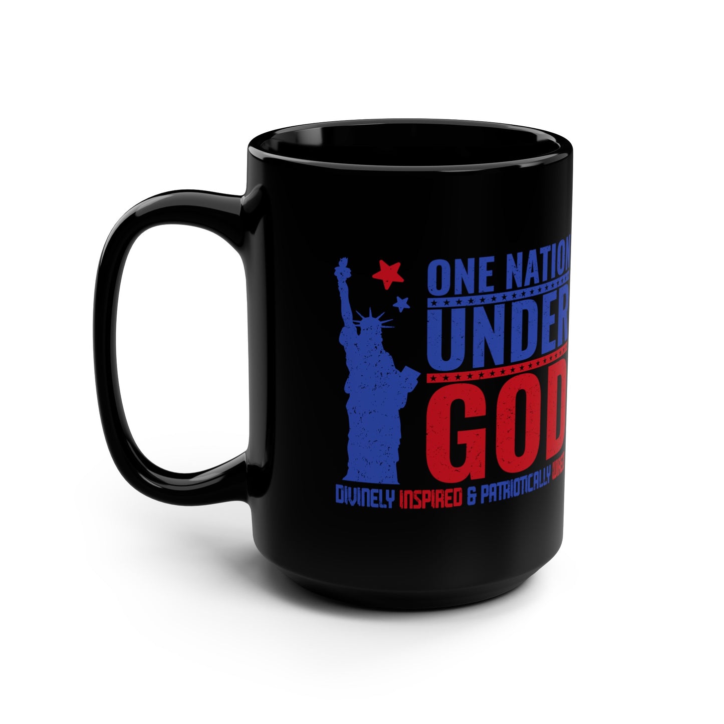 One Nation Under God : Black Mug, 15oz