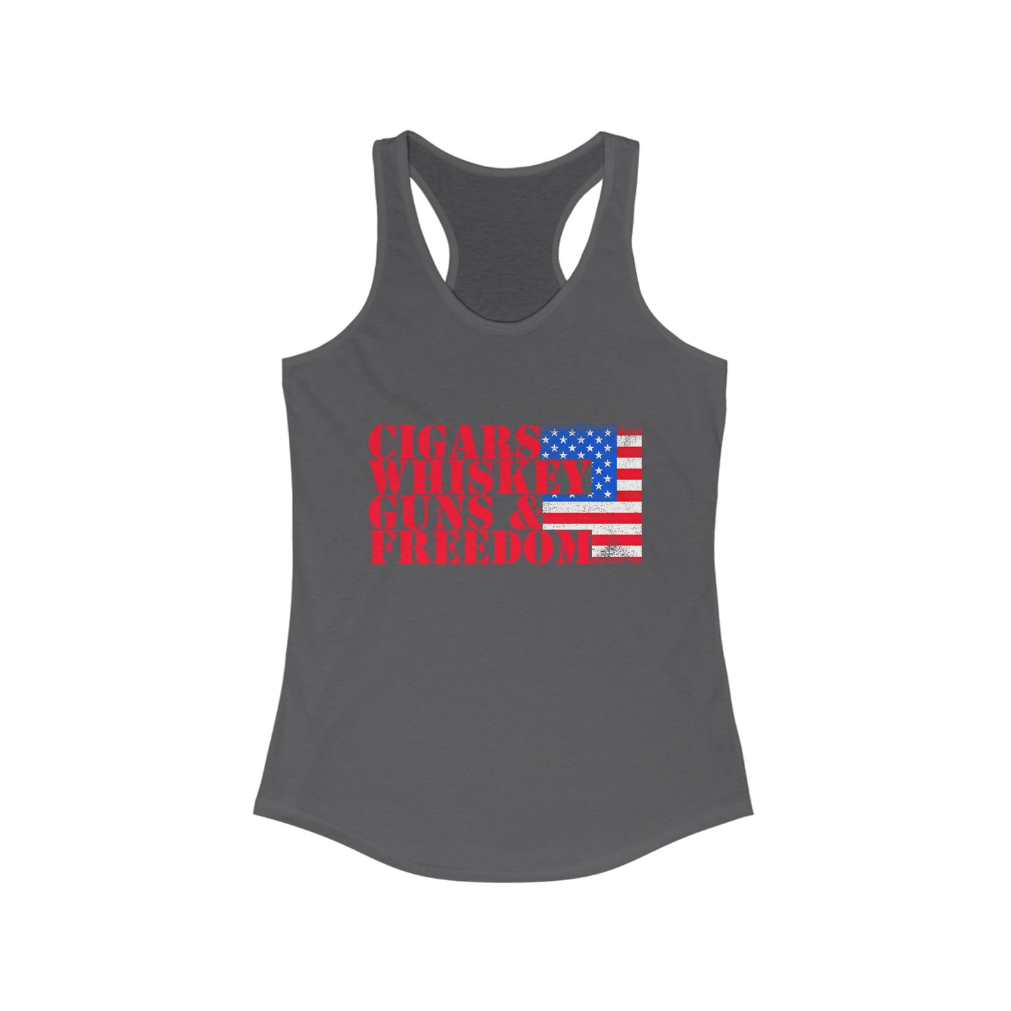 Cigars Whiskey Guns & Freedom : Women's Ideal Racerback Tank