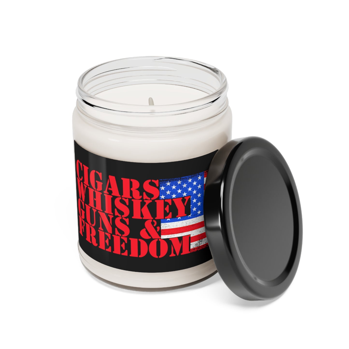 Cigars Whiskey Guns & Freedom : Scented Soy Candle, 9oz