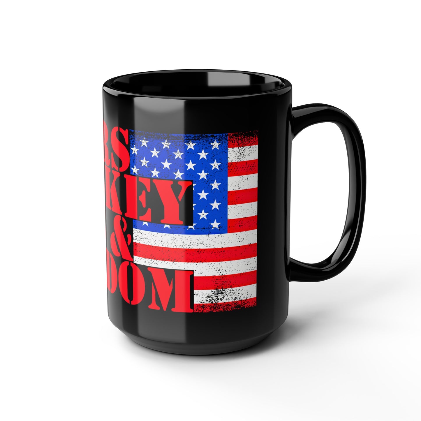 Cigars Whiskey Guns & Freedom : Black Mug, 15oz