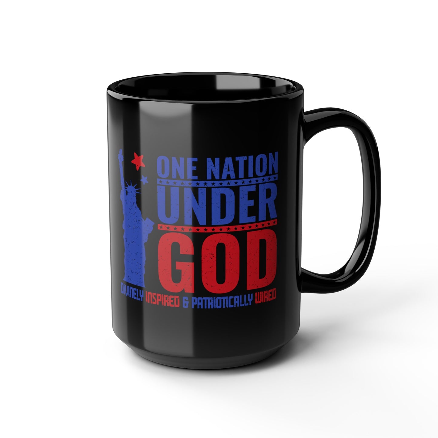 One Nation Under God : Black Mug, 15oz