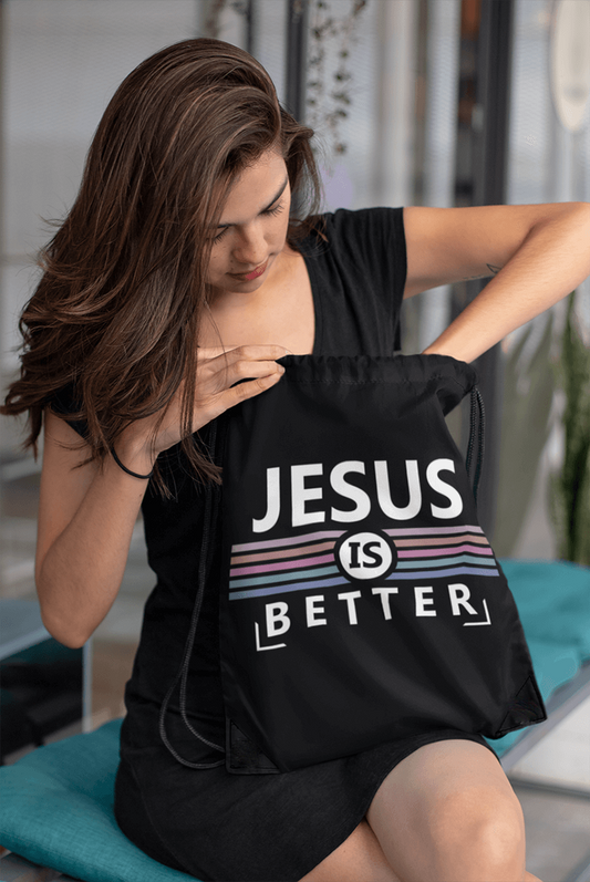 Jesus is Better : Outdoor Drawstring Bag (BLACK)