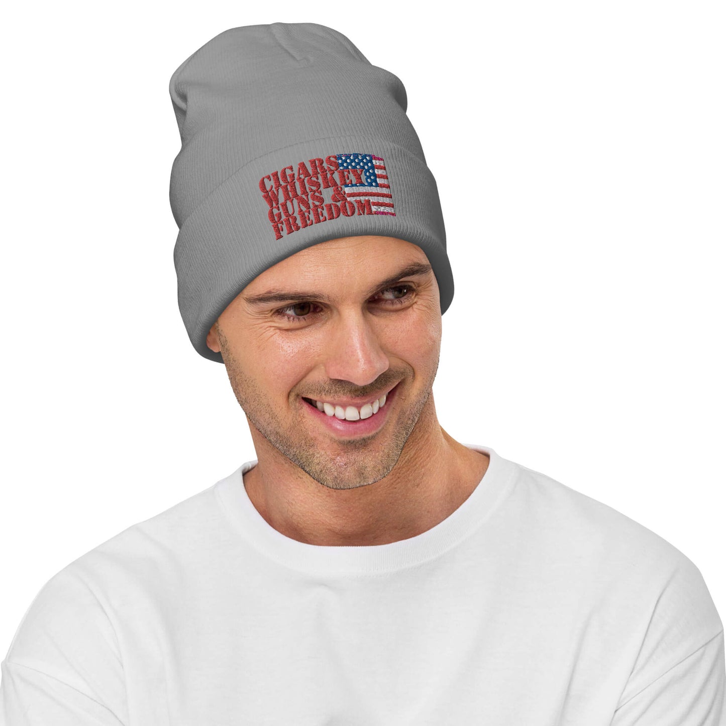 Cigars Whiskey Guns & Freedom : Embroidered Beanie