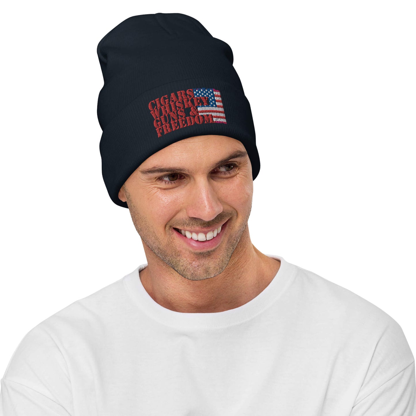 Cigars Whiskey Guns & Freedom : Embroidered Beanie