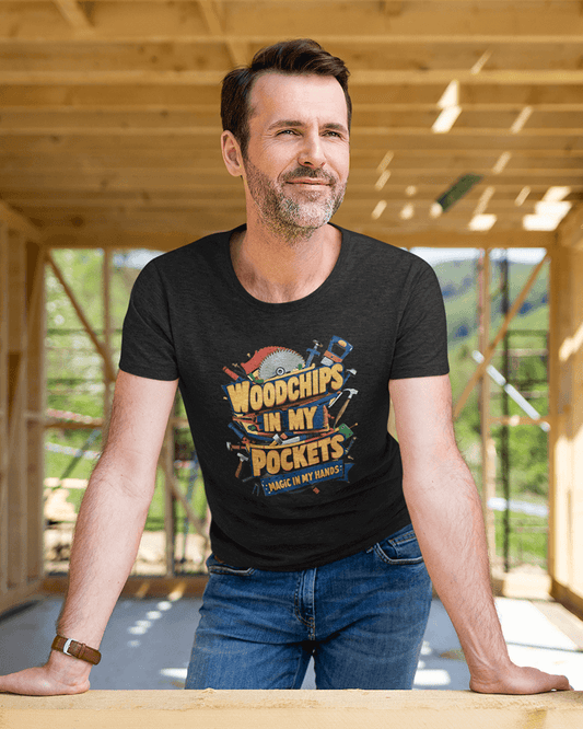 Woodchips in my Pockets : Men's Cotton Crew Tee