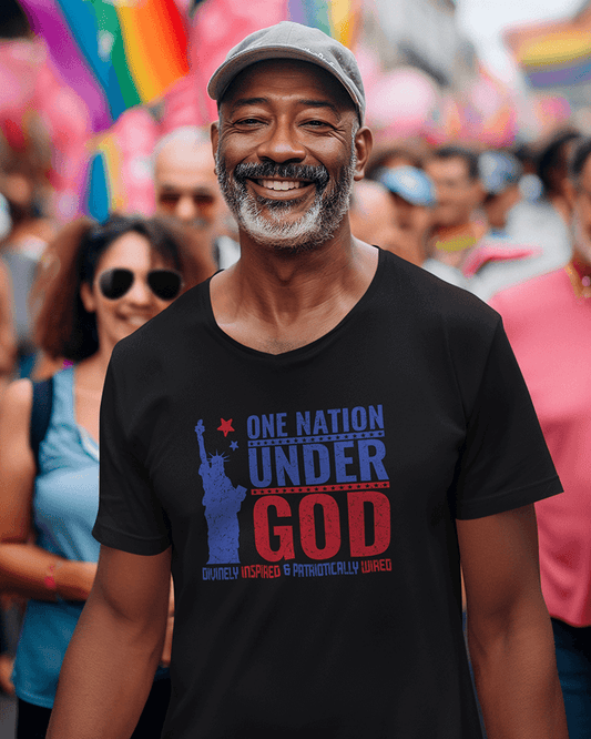 One Nation Under God : Men's Cotton Crew Tee