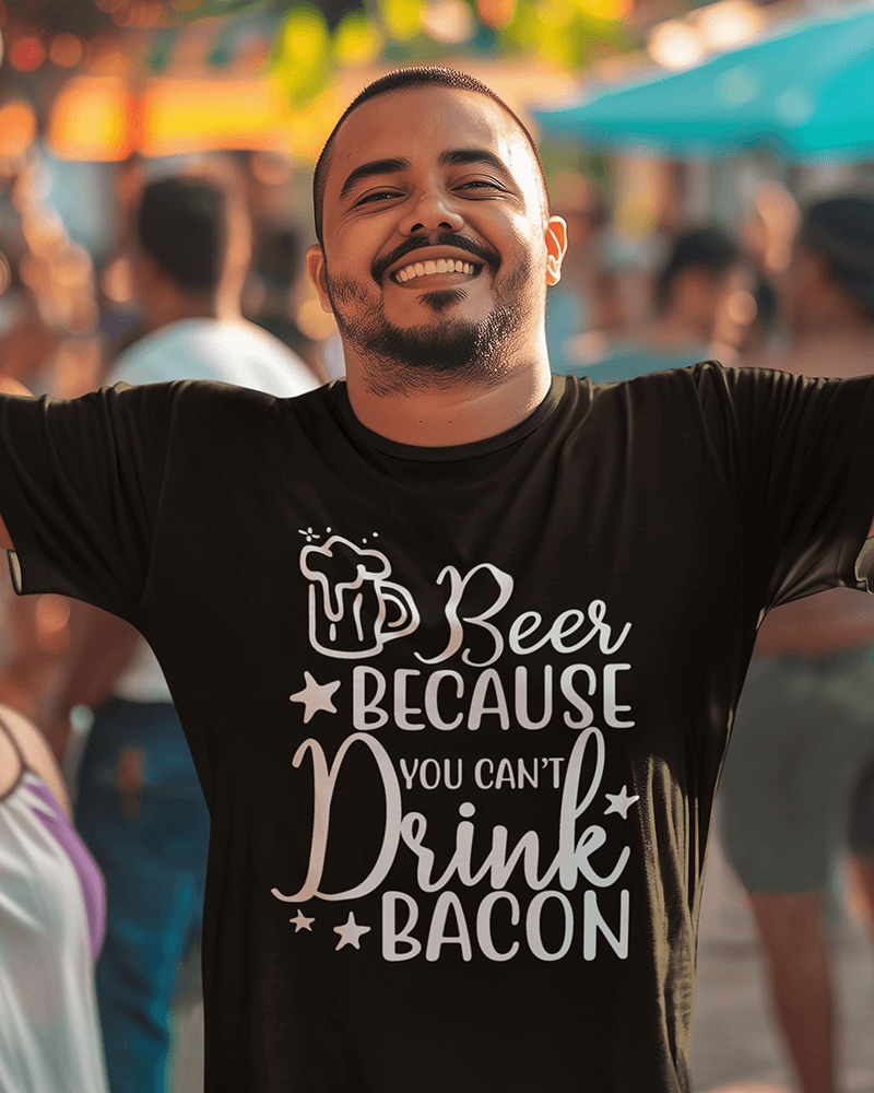 Beer Because You Can't Drink Bacon : Men's Cotton Crew Tee