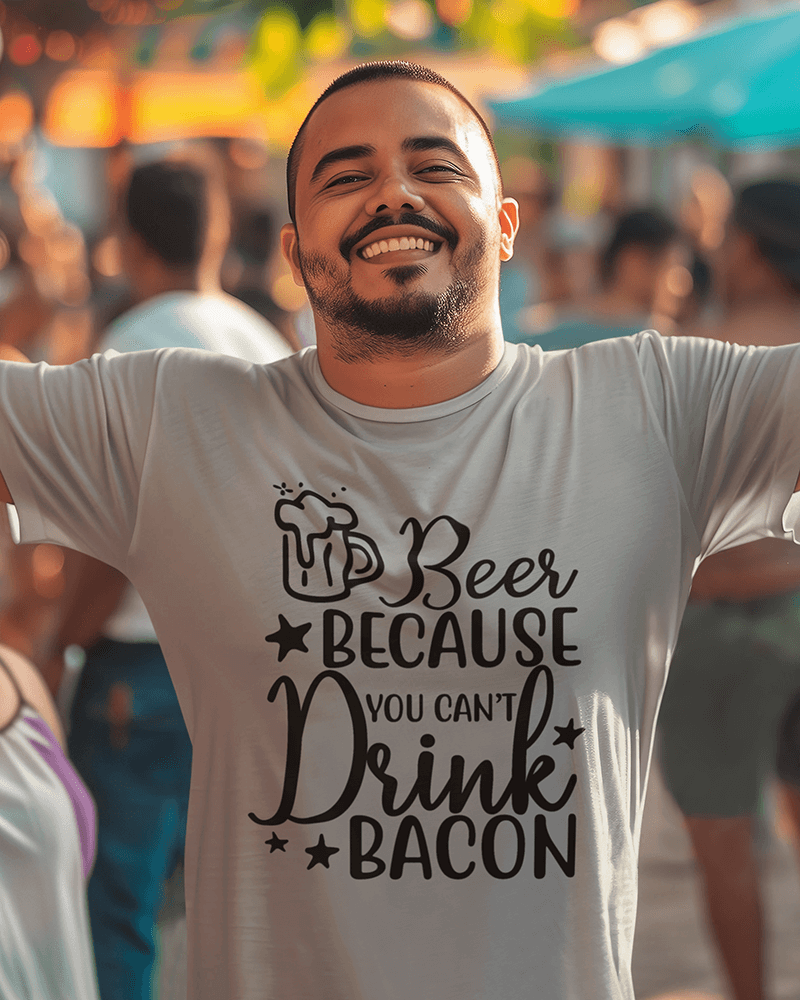 Beer Because You Can't Drink Bacon : Men's Cotton Crew Tee