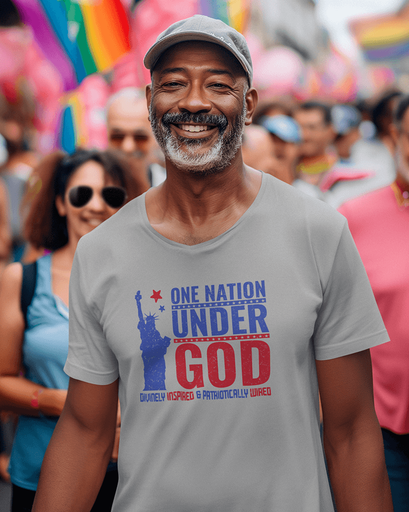 One Nation Under God : Men's Cotton Crew Tee