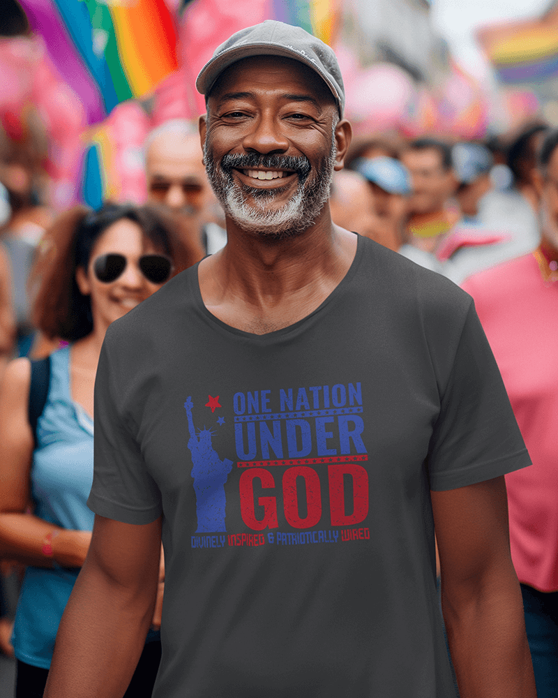 One Nation Under God : Men's Cotton Crew Tee