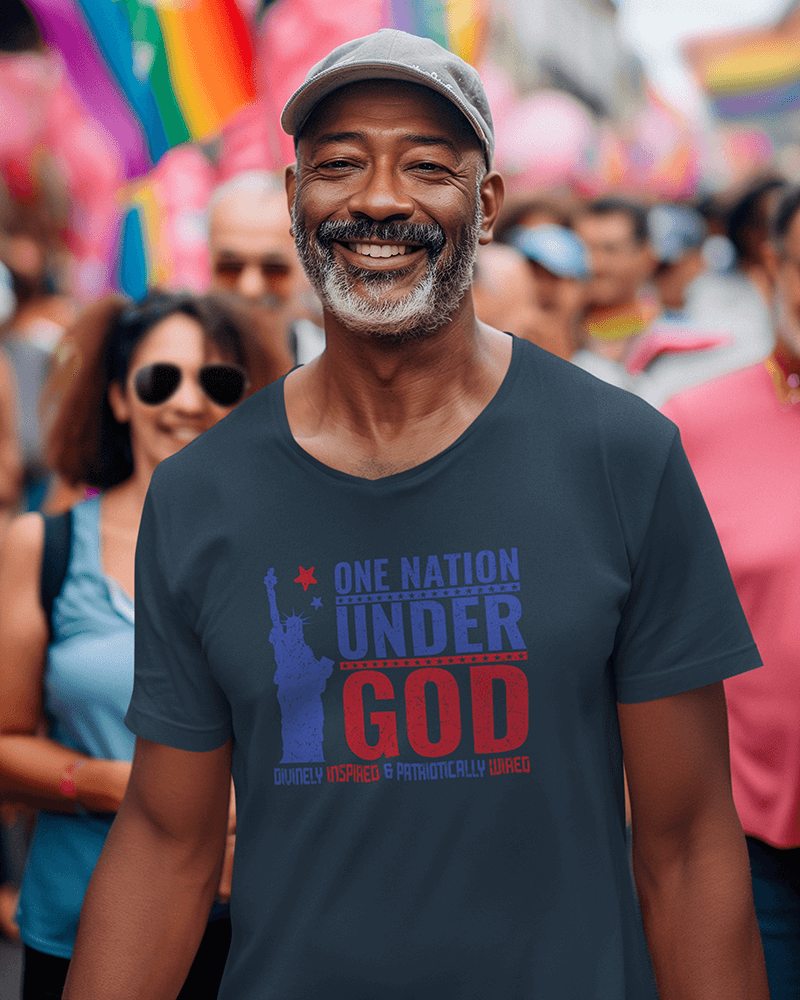 One Nation Under God : Men's Cotton Crew Tee