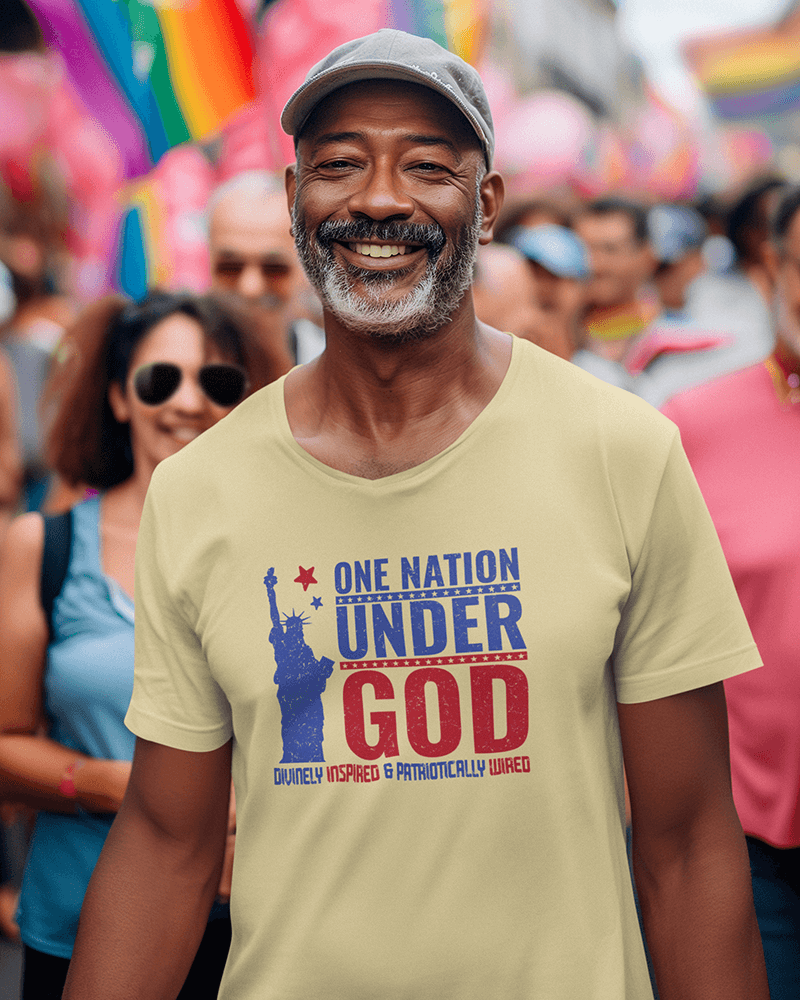 One Nation Under God : Men's Cotton Crew Tee