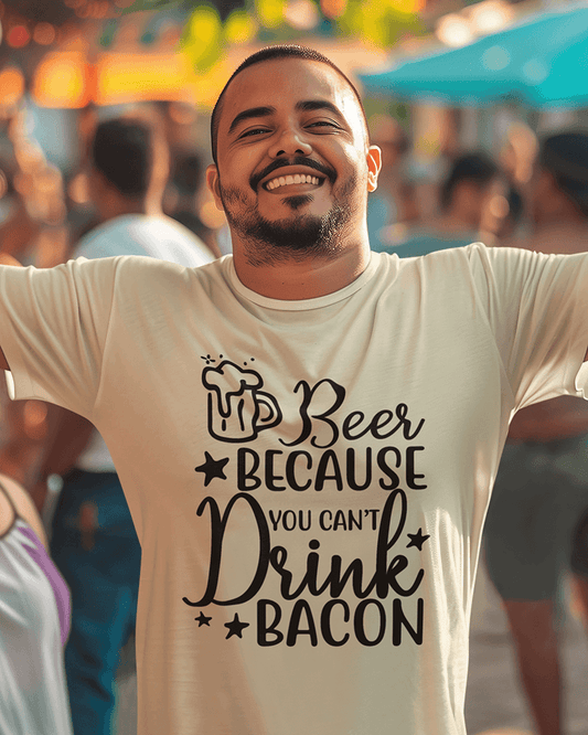 Beer Because You Can't Drink Bacon : Men's Cotton Crew Tee