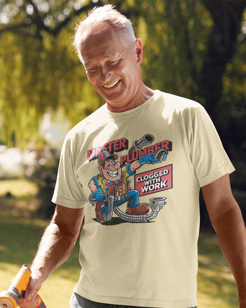 Master Plumber • Clogged with Work : Men's Cotton Crew Tee