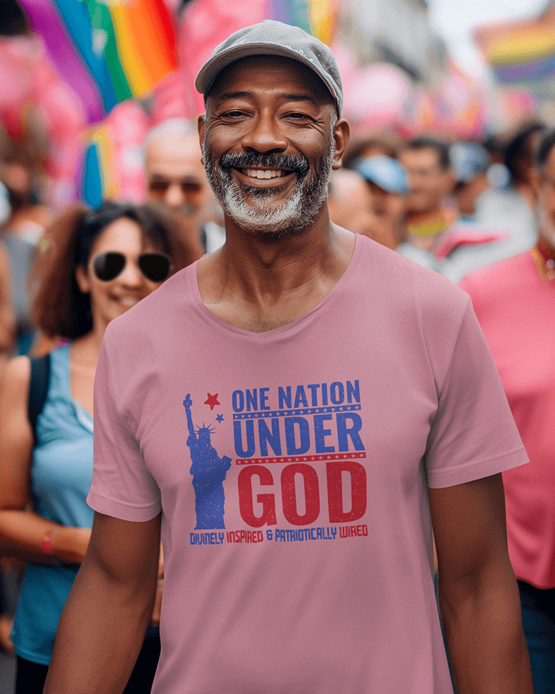 One Nation Under God : Men's Cotton Crew Tee