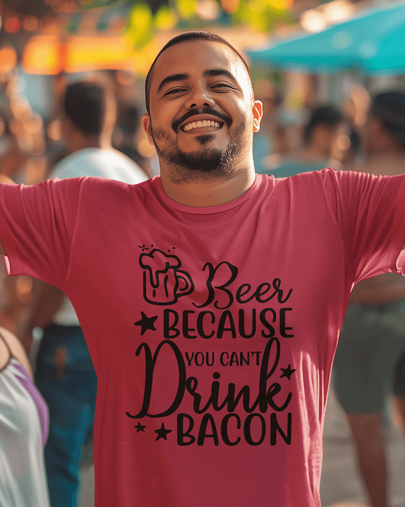 Beer Because You Can't Drink Bacon : Men's Cotton Crew Tee