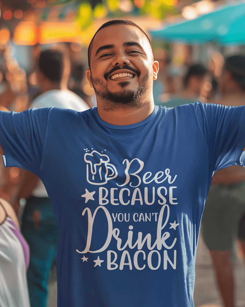 Beer Because You Can't Drink Bacon : Men's Cotton Crew Tee