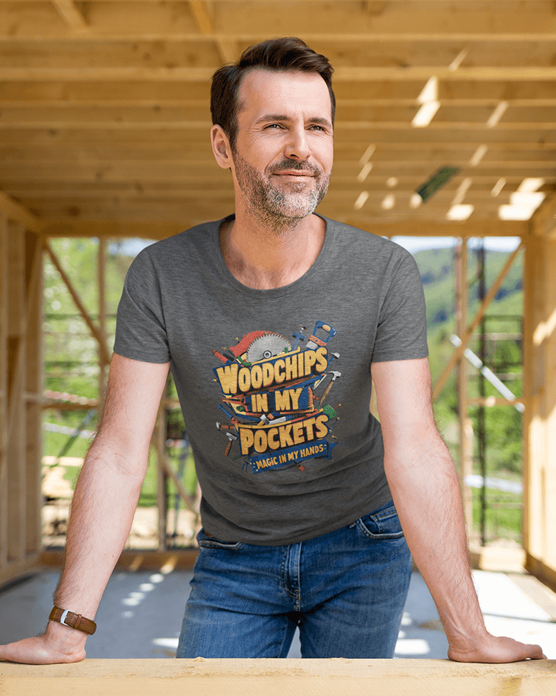 Woodchips in my Pockets : Men's Cotton Crew Tee