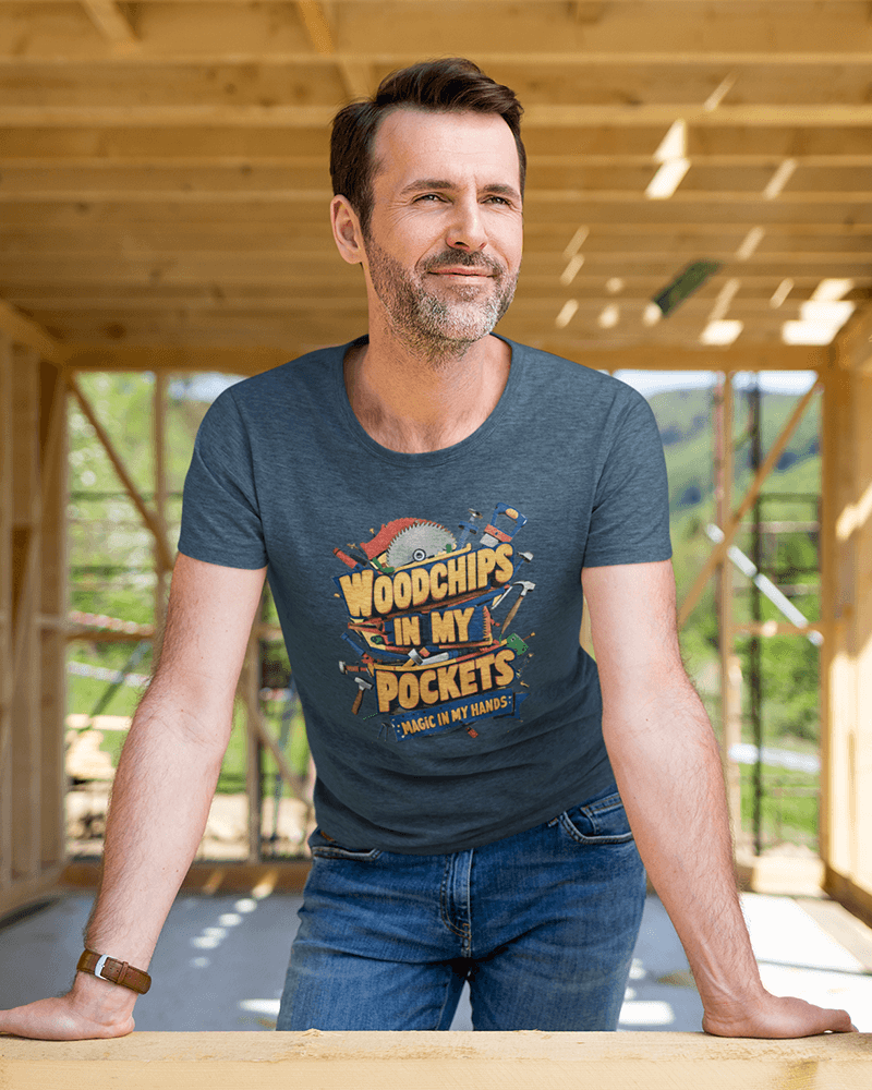 Woodchips in my Pockets : Men's Cotton Crew Tee