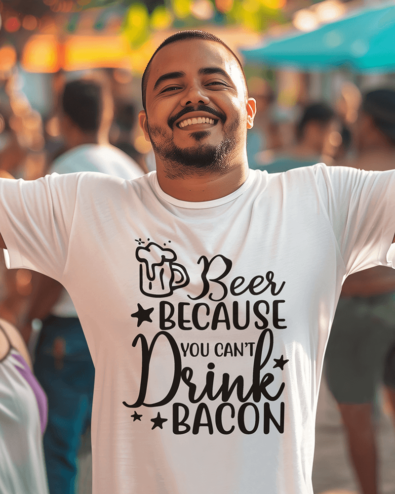 Beer Because You Can't Drink Bacon : Men's Cotton Crew Tee