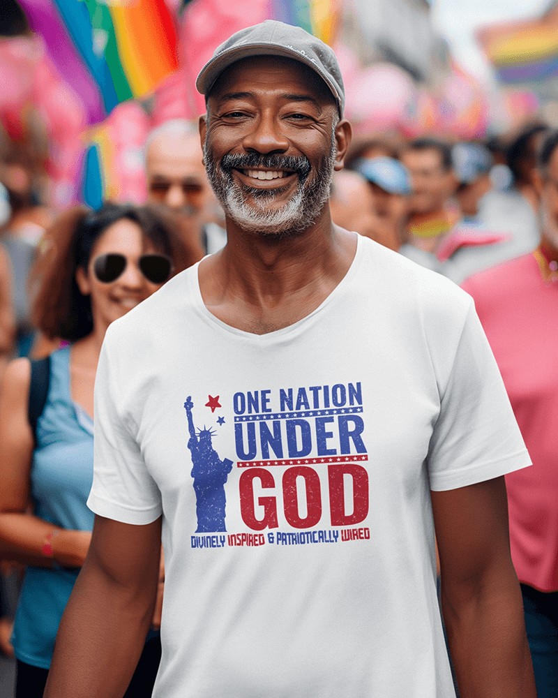 One Nation Under God : Men's Cotton Crew Tee