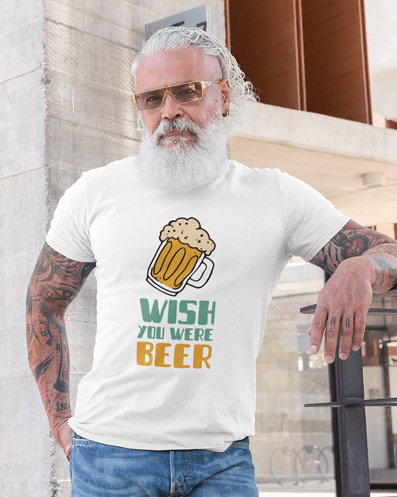 Wish You Were Beer : Men's Cotton Crew Tee