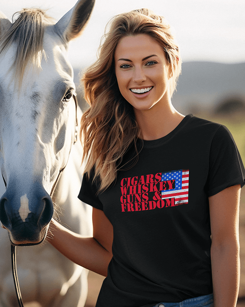 Cigars Whiskey Guns & Freedom : Women's Favorite Tee