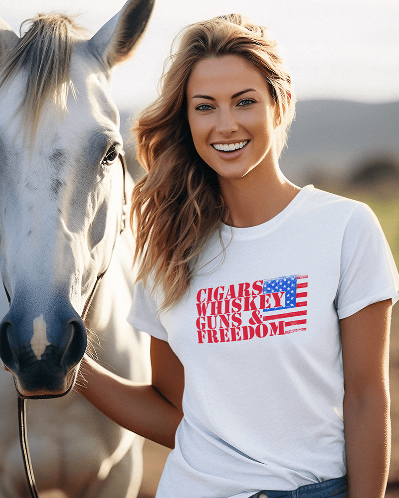 Cigars Whiskey Guns & Freedom : Women's Favorite Tee