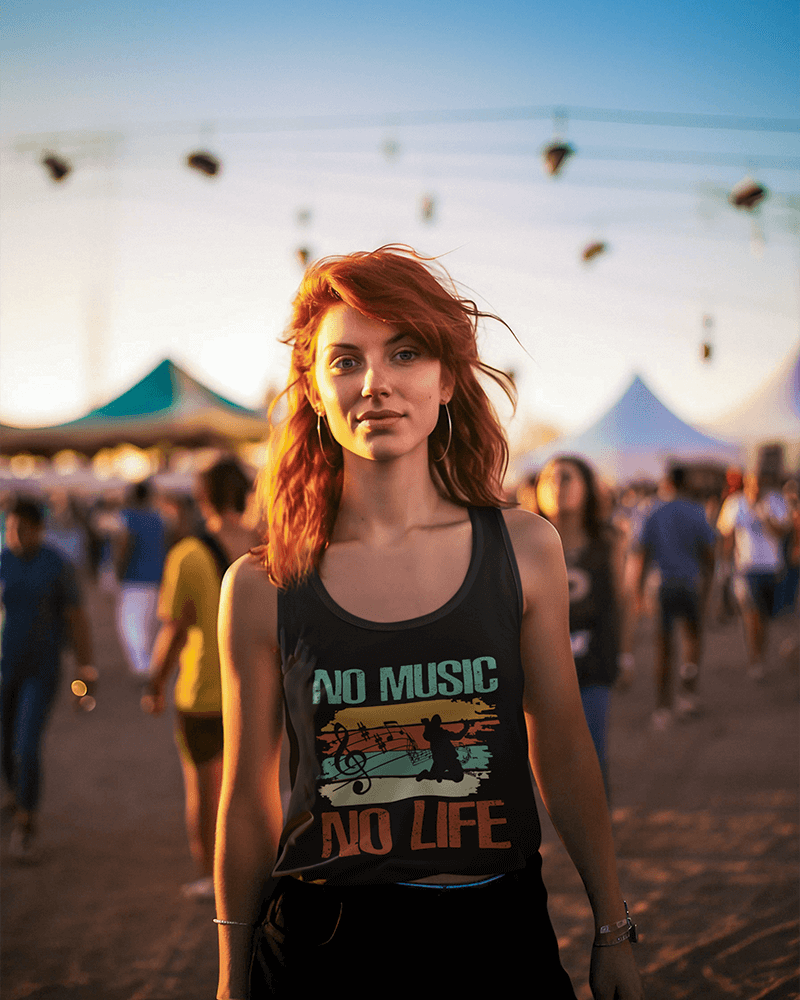 No Music No Life : Women's Ideal Racerback Tank