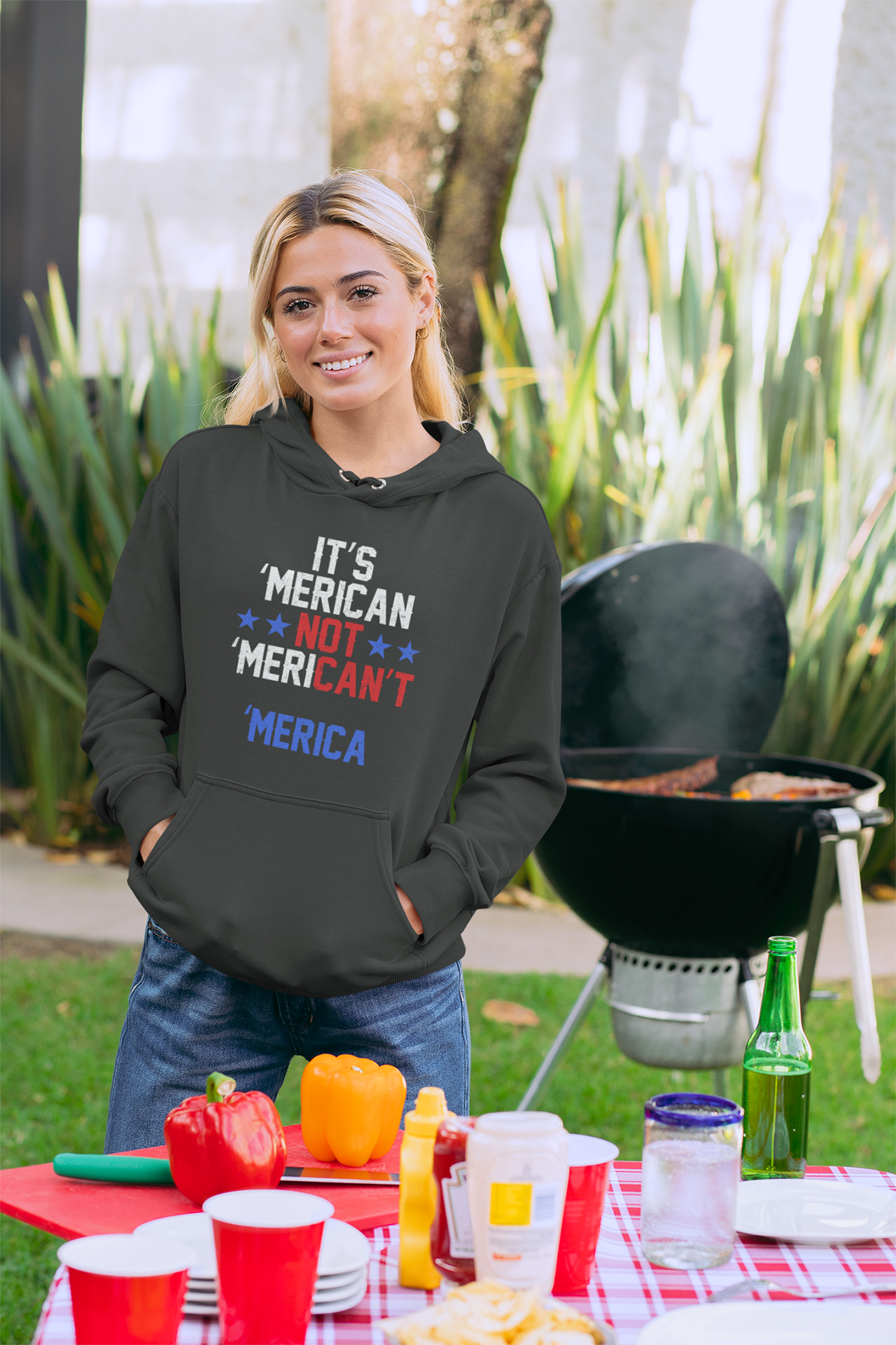 'Merican : Women's Three-Panel Fleece Hoodie