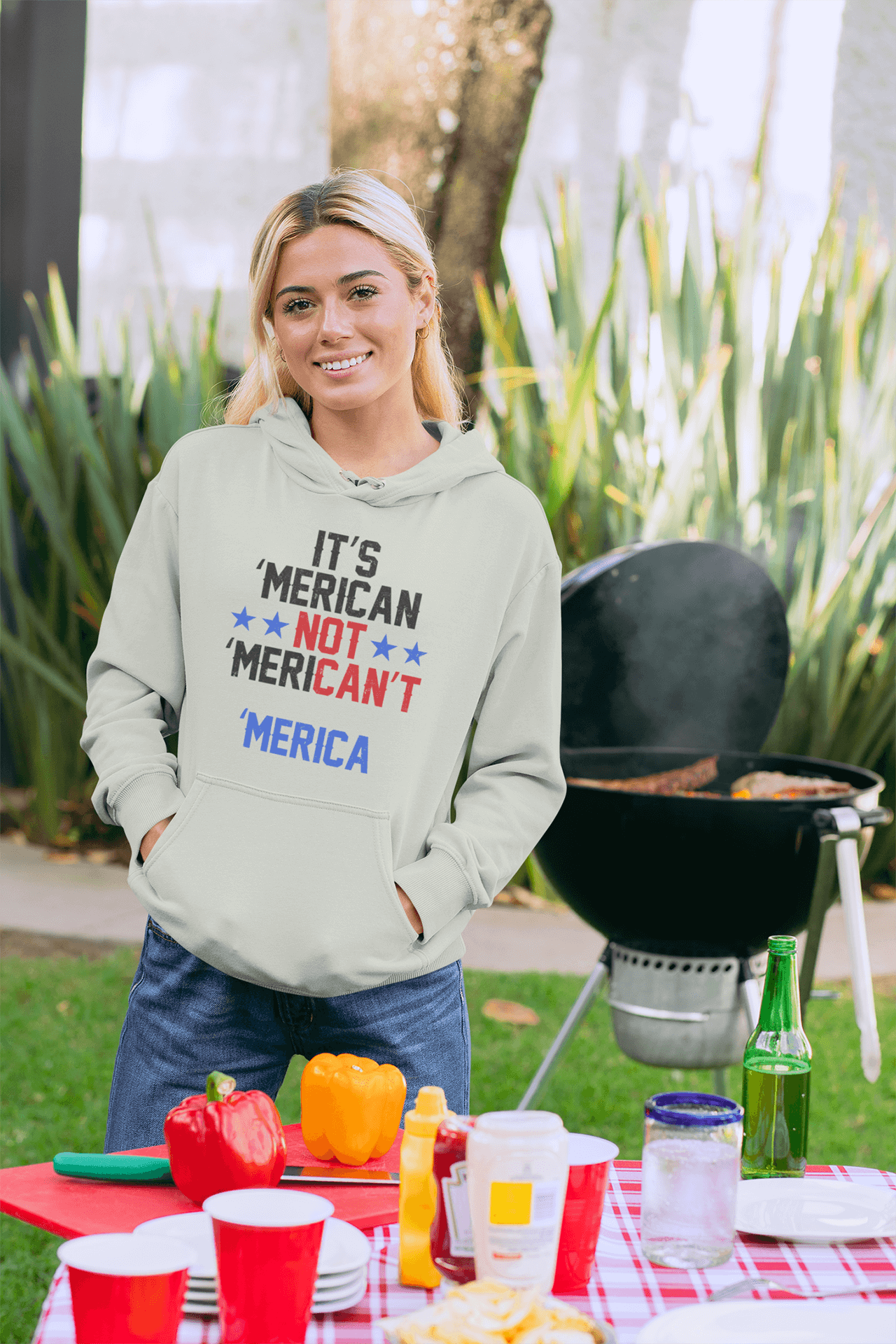 'Merican : Women's Three-Panel Fleece Hoodie