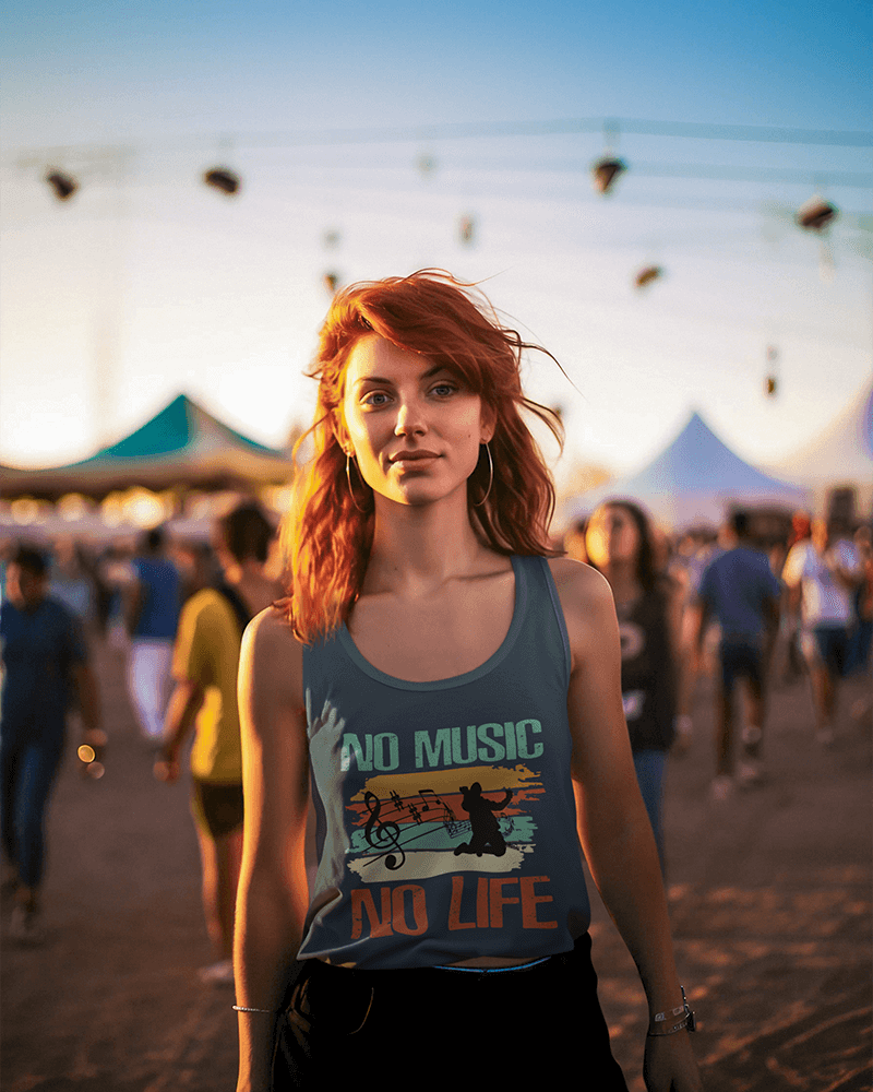 No Music No Life : Women's Ideal Racerback Tank