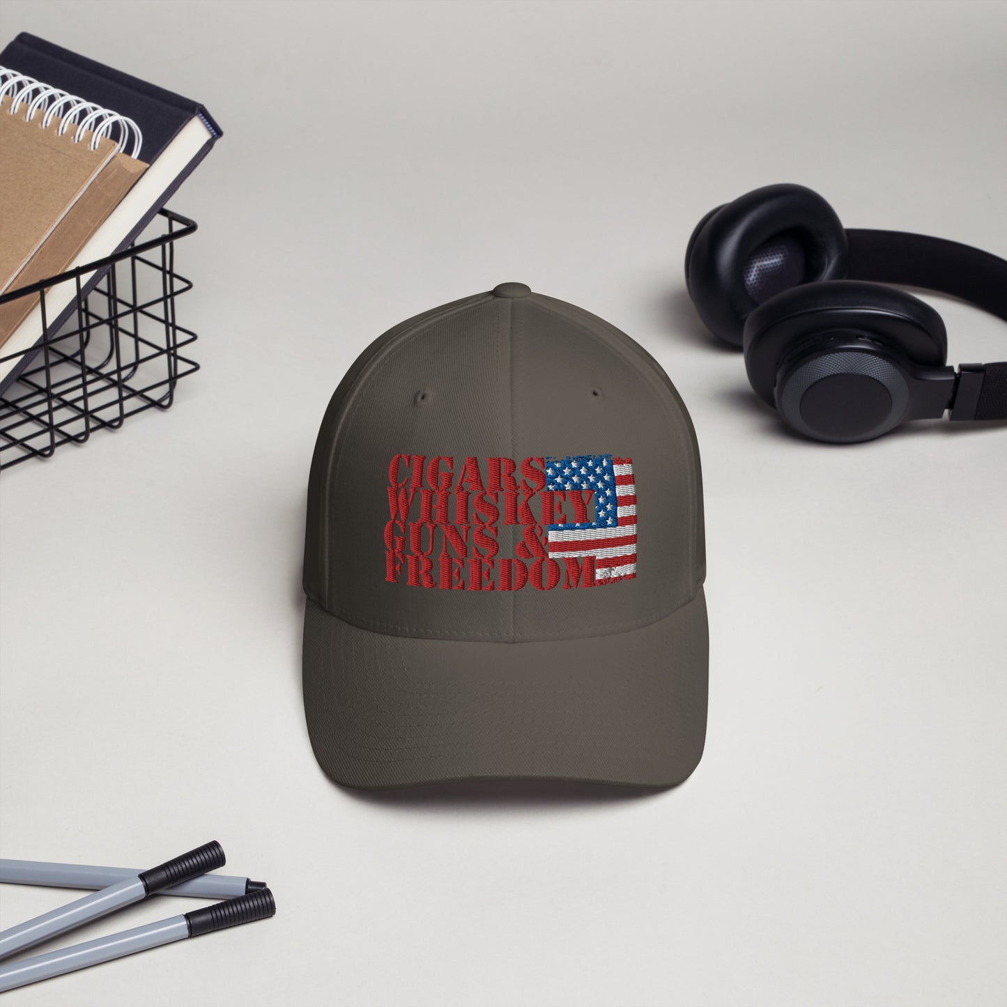 Cigars Whiskey Guns & Freedom : Structured Twill Cap