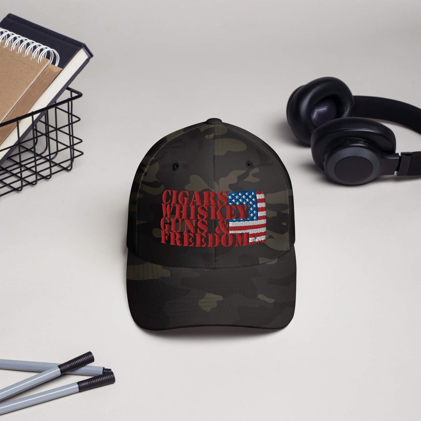 Cigars Whiskey Guns & Freedom : Structured Twill Cap